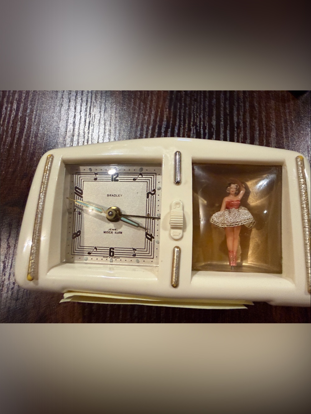 Cream Vintage Ballerina Musical Alarm Clock